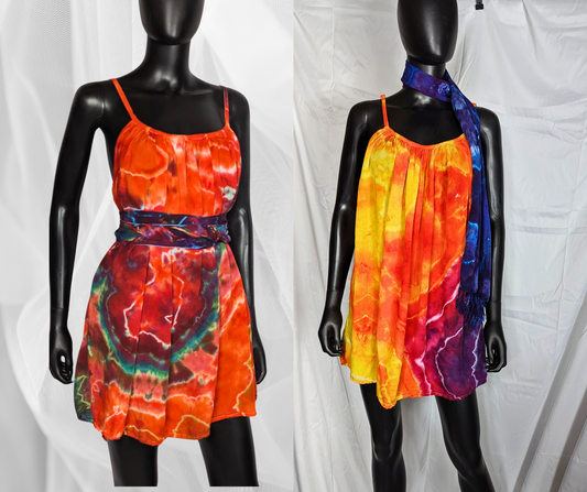 Free Size Flow Mini Dress with Adjustable Straps